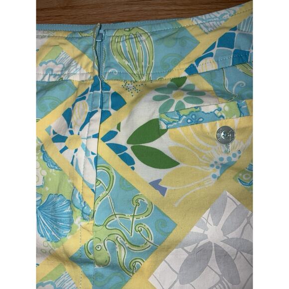 Lilly Pulitzer Octopus Patchwork Print Skirt Size 4 Blue Green Yellow - Picture 6 of 6